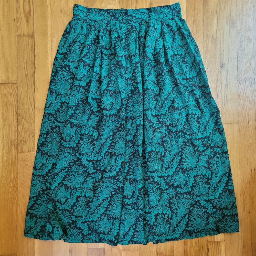 Vintage Maren Floral Midi Skirt 100% Rayon